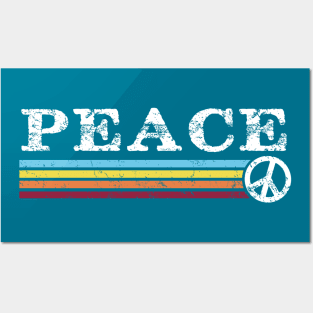 Peace Retro Rainbow 70s Stripes Posters and Art